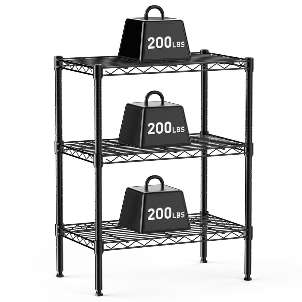 3-Tier Metal Wire Storage Shelves, Adjustable Standing Storage Rack Shelf, He...