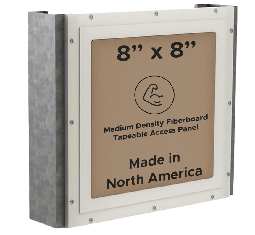 8" x 8" Tapeable Wall Access Panel for 5/8" Drywall Primed Frame, Medium Density