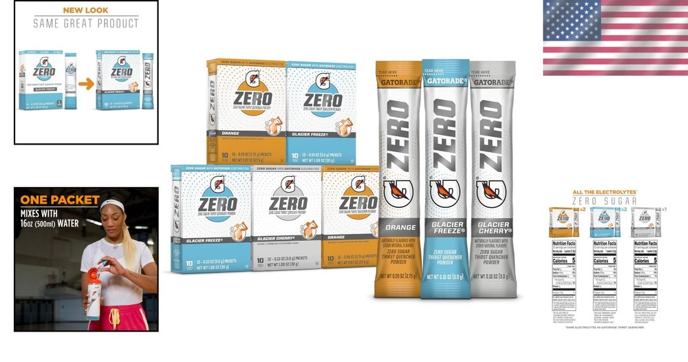 Gatorade Zero Powder Pack - 50 Sticks, Glacier Cherry/