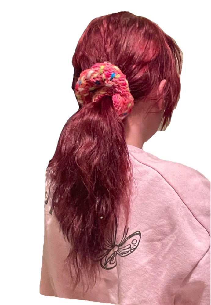 Handmade Simpson Inspired Multicolor Yarn Scrunchie (IMPERFECTLY SHAPED)