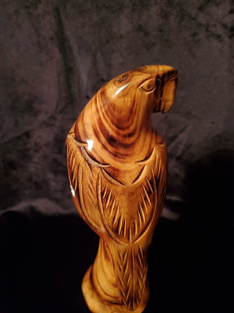 Wooden Statue Parrot 10" Tall