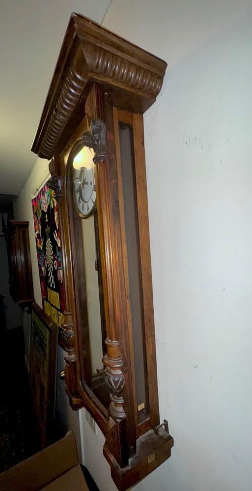 Large Antique 2 Weight Vienna Regulator Wall Clock