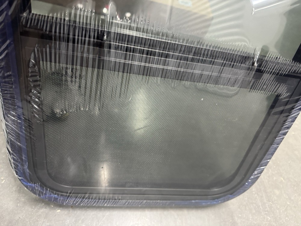 22" x 15" RV Exit Window Camper Push Out Emergency Window w/ Trim & Screen Black