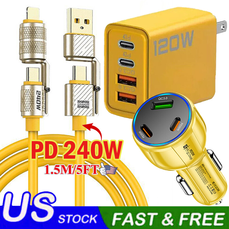 4 in 1 Multi USB Charging Cable Fast Charger Cord For iPhone/Type C/Micro USA+