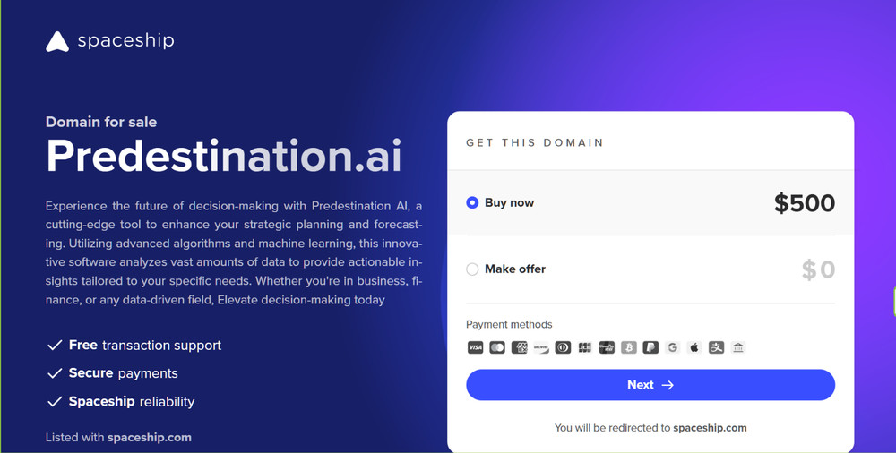 Predestination.Ai  PREDESTINATION  Premium Brandable .AI