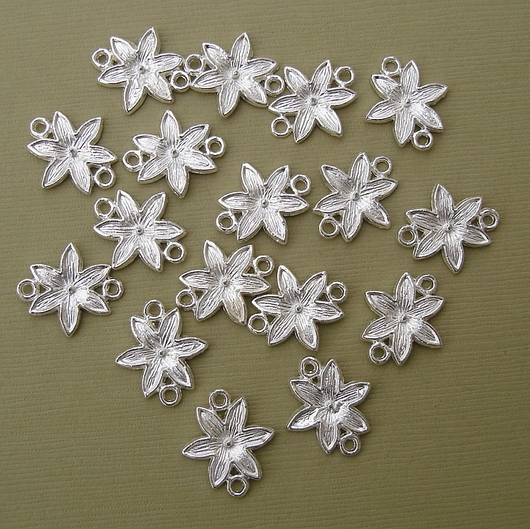 Connector Link Flower Silver Plated - 10pcs.