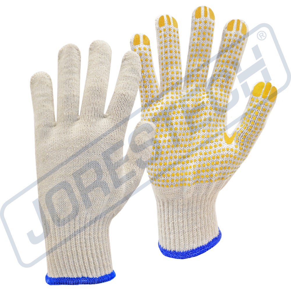 12 Pairs Poly Cotton PVC Dots String Knit Work Gloves for Warehouse