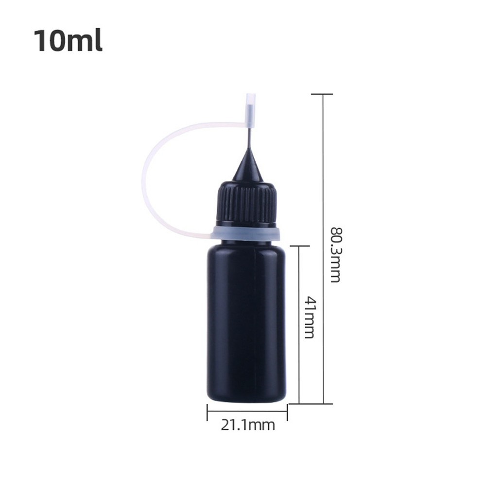 10Pcs Tip Applicator Bottles Black Metal Needle Plastic Bottle 10ML Tip7139