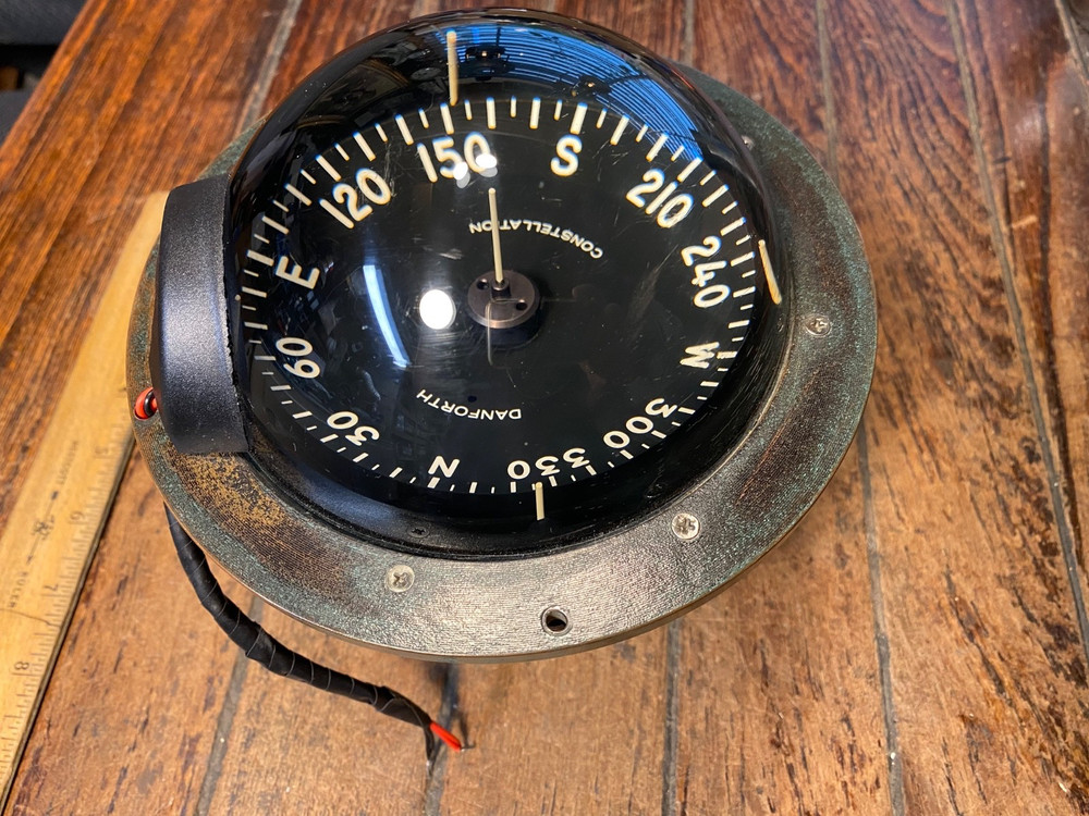 Vintage Danforth Constellation Dash Mount Compass 5" Card Red LED Light