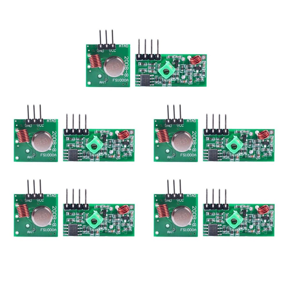 5 Sets 433M Transmitter Receiver Kit High Frequency RF Module Burglar Alarm