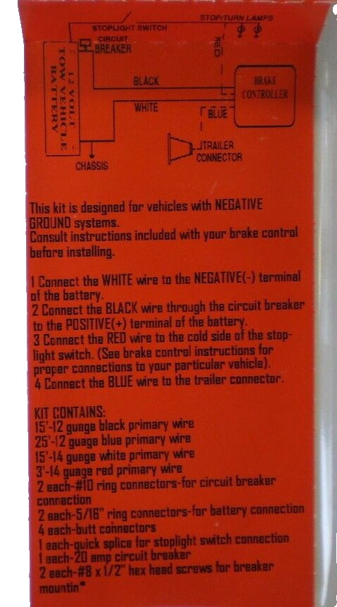 Electric Trailer Brake Controller Installation Wire Kit