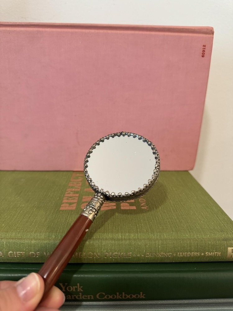 Vintage Handheld Mirror with Decorative Handle