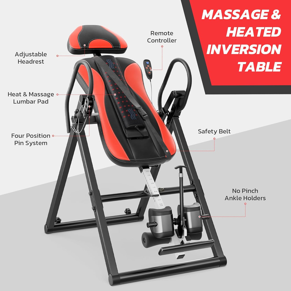 YOLEO Inversion Table Massage & Heat Inversion Table 2025 New Inversion Table fo