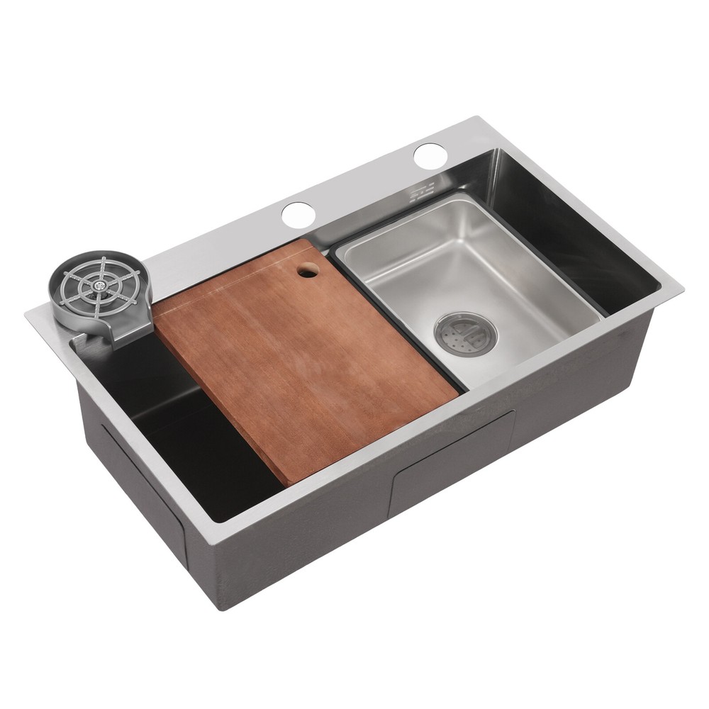 29.53-inch Undermount Workstation Kitchen Sink Single Bowl with Pull-out Faucet~