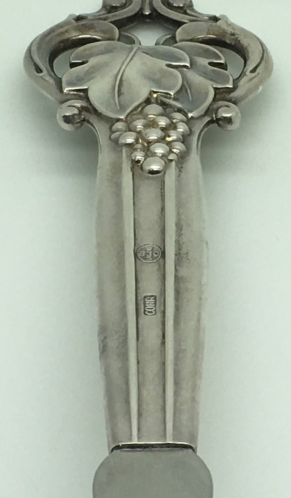 Carl Cohr Denmark Gravy Laddle Spoon Pierced Grapes Ridges Pattern 830 S Silver