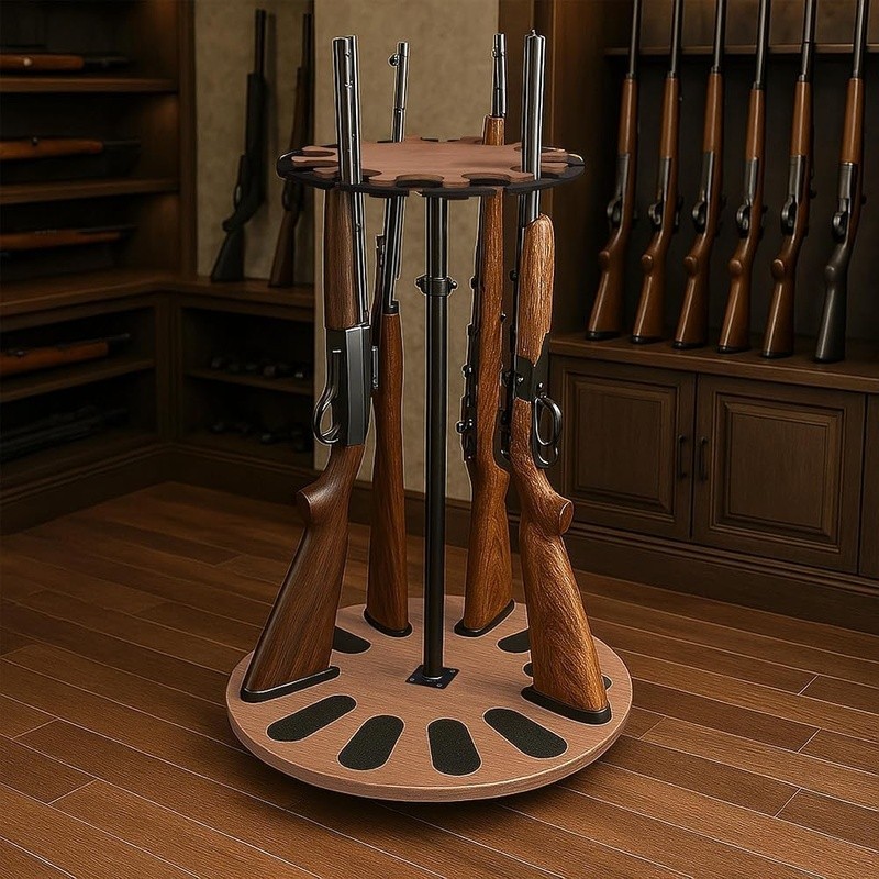 360° Rotating Gun Rack Adjustable Height Heavy Duty Firearm Storage Easy Setup