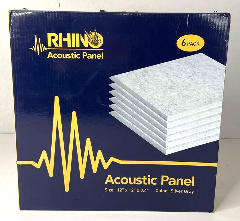 Rhino Acoustic Panel 6 Pack Silver Grey - OPEN BOX