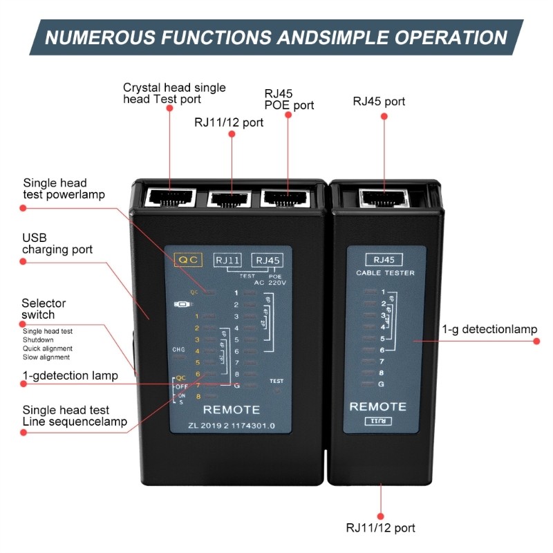 Portable Cable Tester Gigabit Single End Test Function