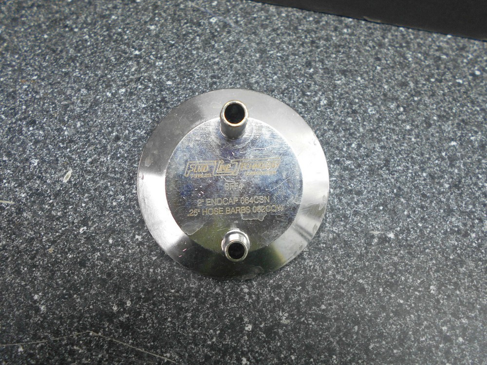 FLUID LINE TECHNOLOGY SFF4 2" END CAP 1/4" HOSE BARBS SS