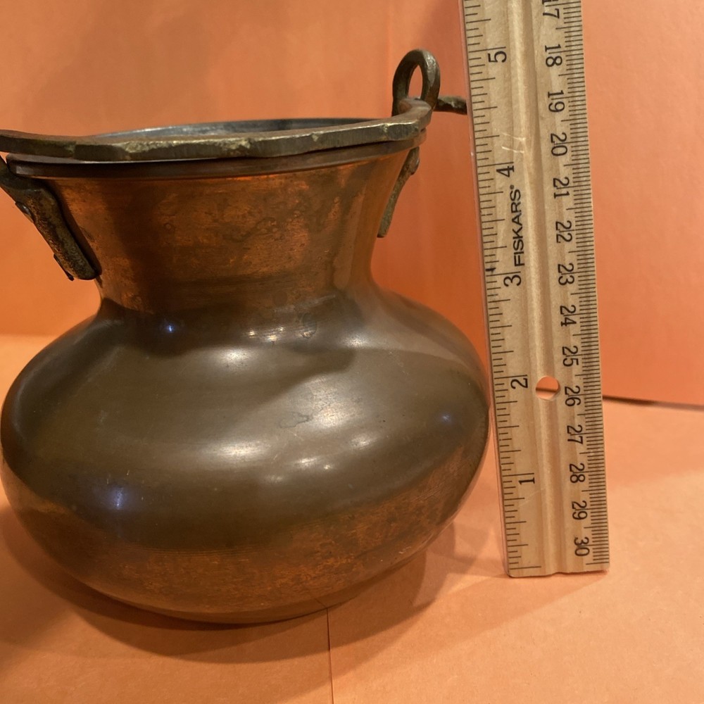 Vintage Copper Pot W/ Swing Brass Handle (A)