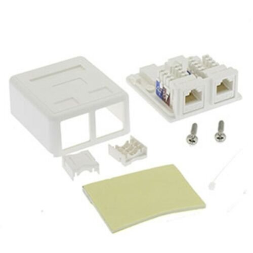 5x 2 Port Cat5e RJ45 Keystone Jack Network Cable Wall Surface Mount Box White