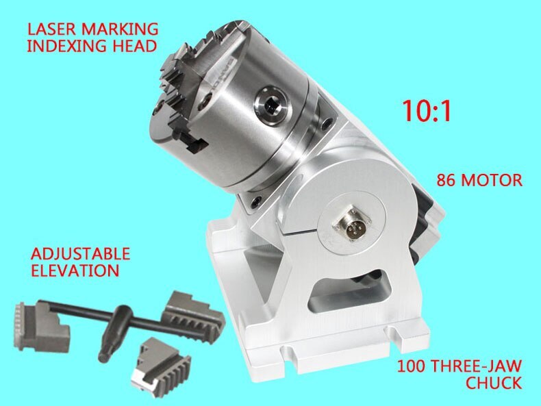CNC Indexing Head Laser Marking Machine A Axis Fourth Axis Adjustable Elevation