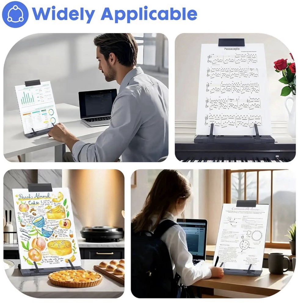 Desktop Document Holder Stand Metal Adjustable 7 Positions Office Reading