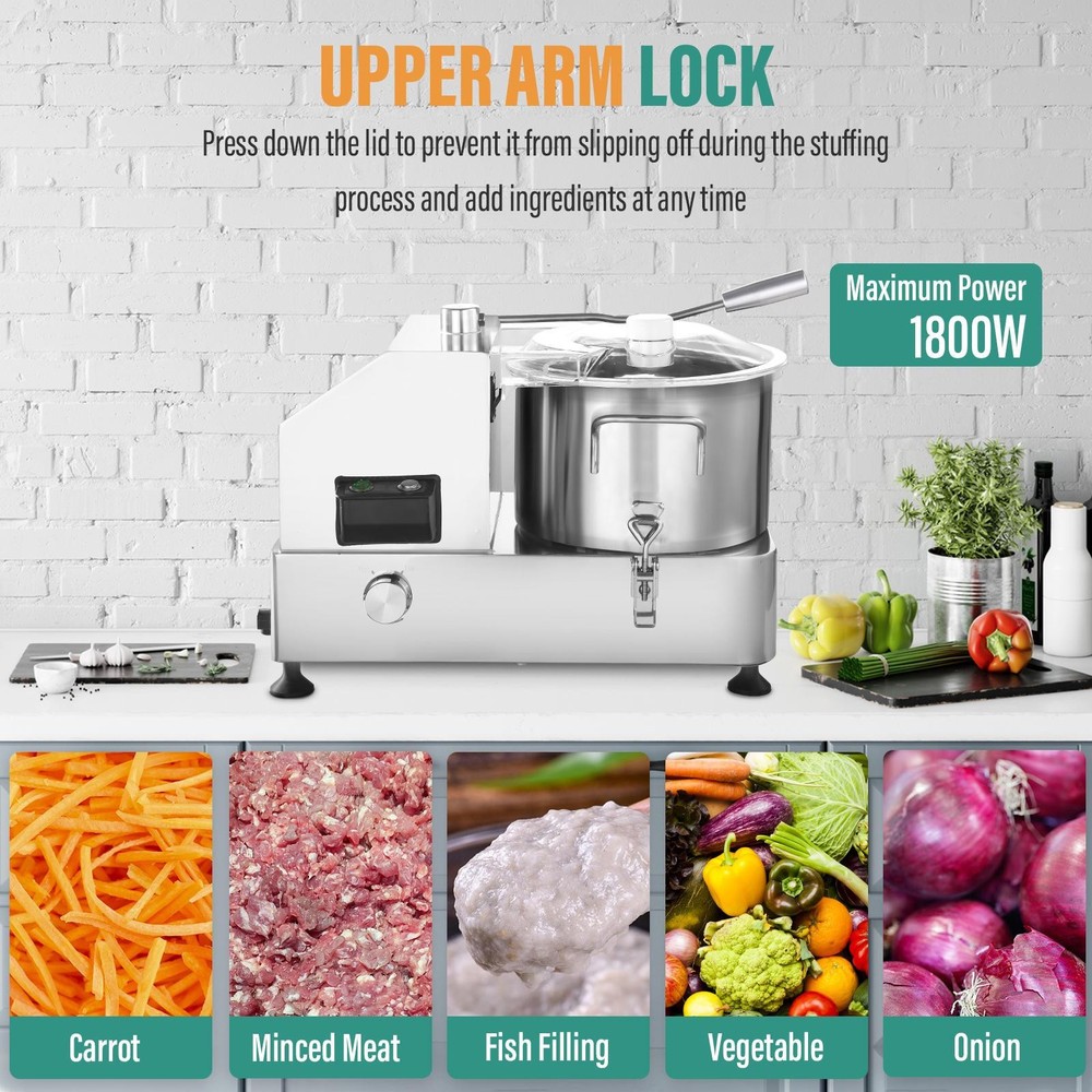 6L Commercial Food Processor Vegetable Chopper 110V Multi-Function Meat Grinder