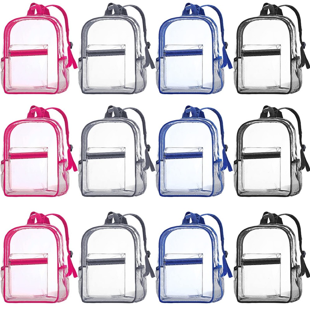 WILLBOND 12Pack Clear Backpack Heavy Duty Transparent Bookbag See Through Wat...