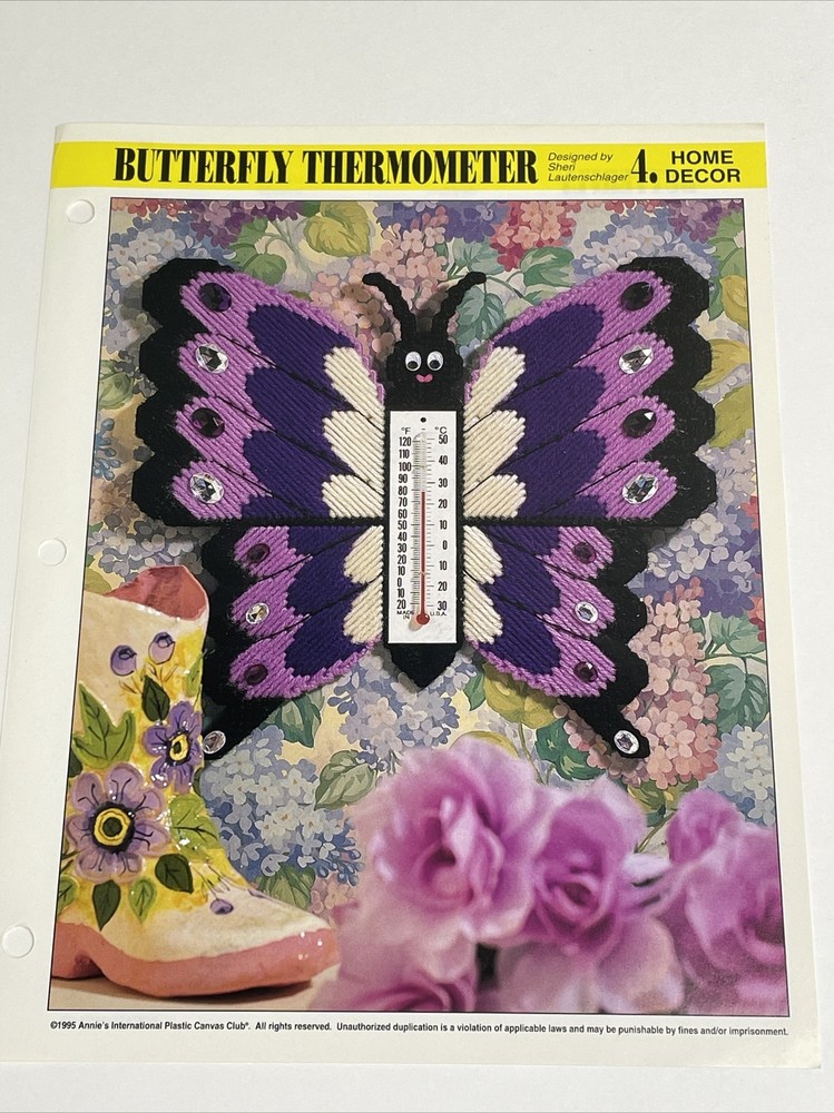 Butterfly Thermometer Annie's Plastic Canvas Pattern