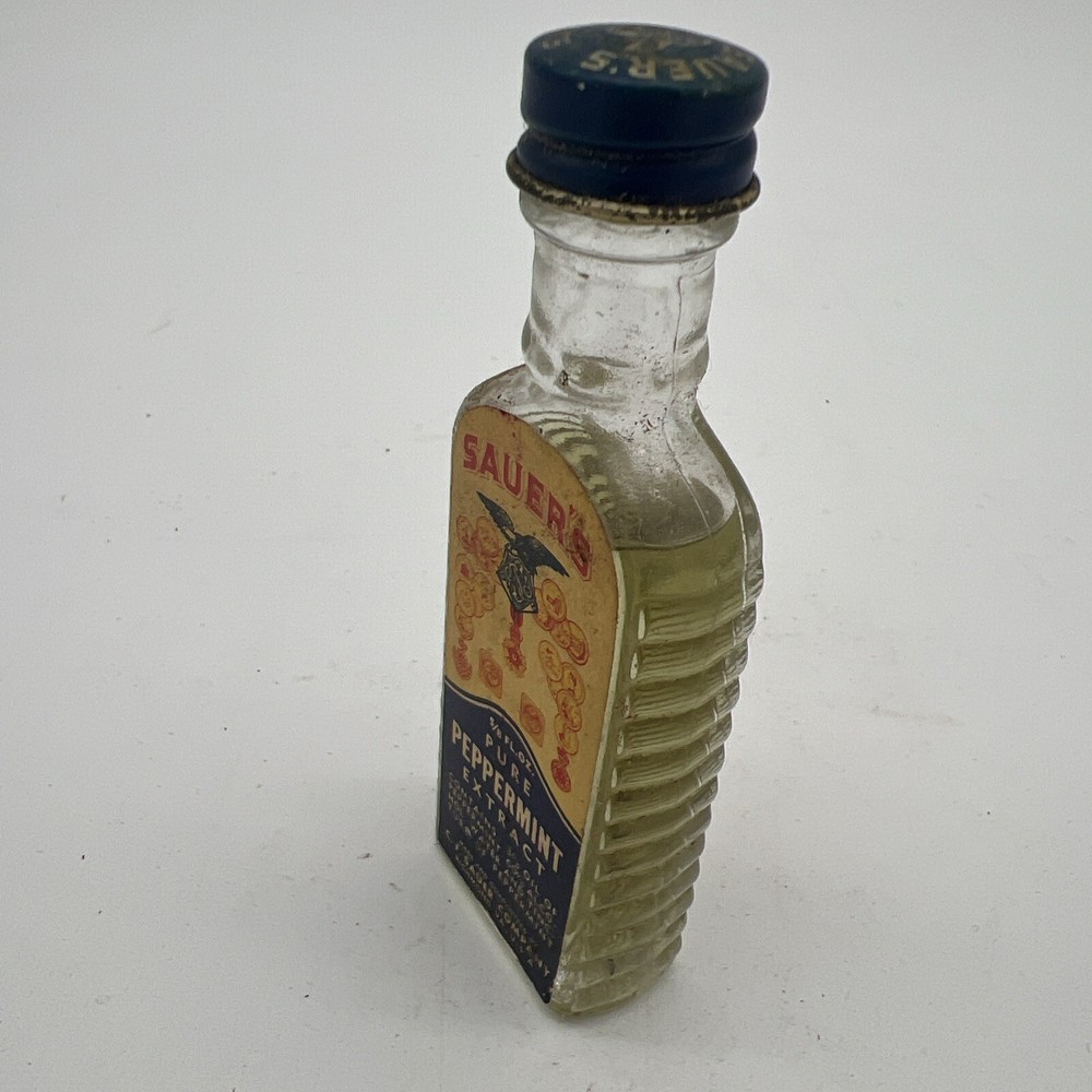 Vintage Sauer's Pure Peppermint Extract Bottle