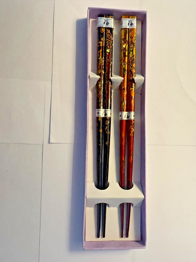 AUTHENTIC KOREAN CHOPSTICKS Design Multicolor Glossy Reusable 2pcs