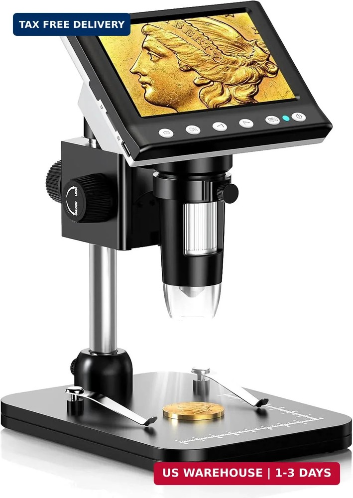 Hayve 4.3'' IPS Coin Microscope, 1000X Magnification Digital Microscope for Adul