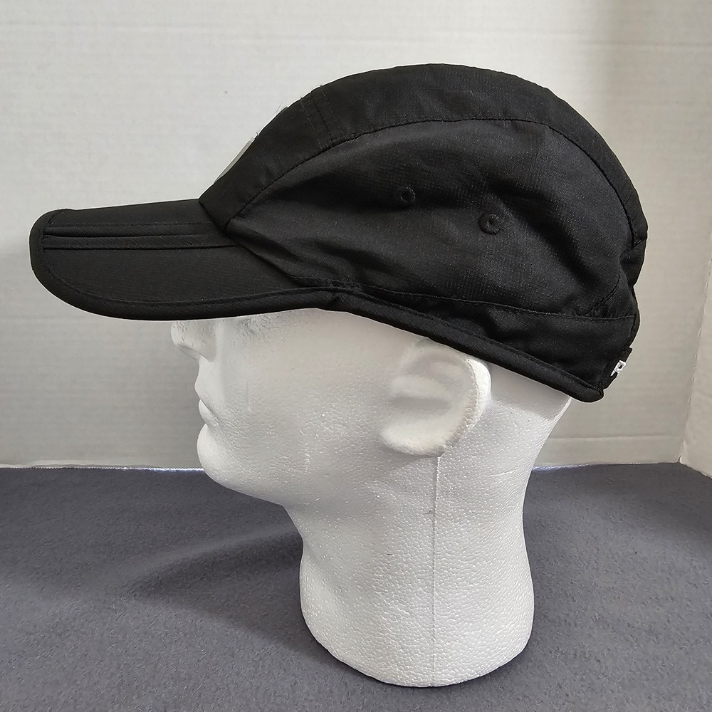 Foray Foldable Black Golf Hat Rubberized Logo Hook & Loop Adjustable Strap