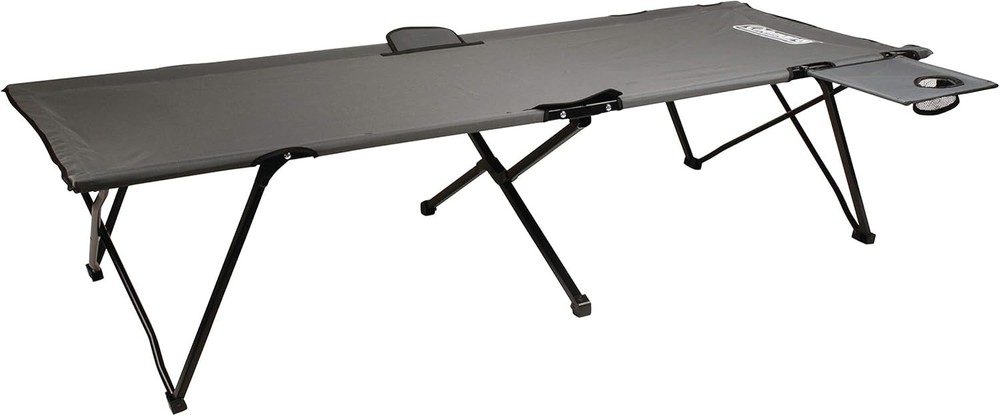 Portable Extra Wide Camping Cot with Removable Side Table - Easy Setup Included
