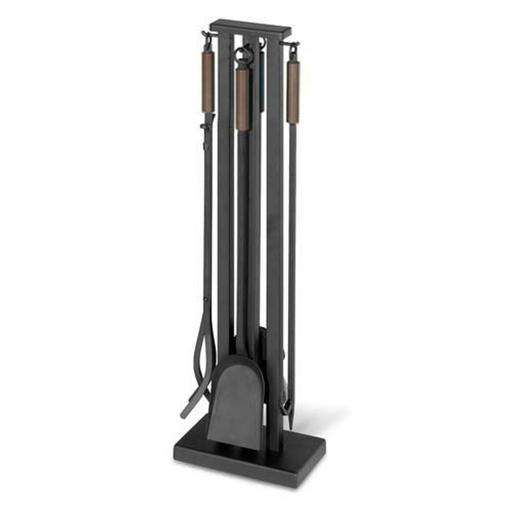 Pilgrim Arts Crafts Fireplace Tool Set Matte Black with Burnished Bronze Handle