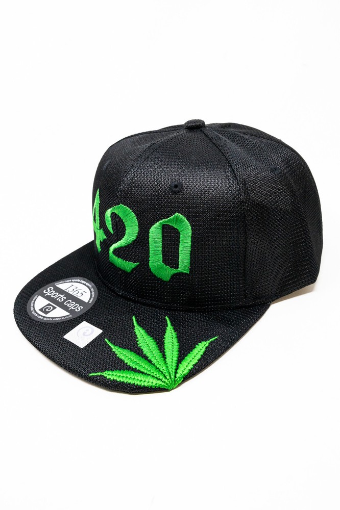 420 Leaf Snapback Black Hat