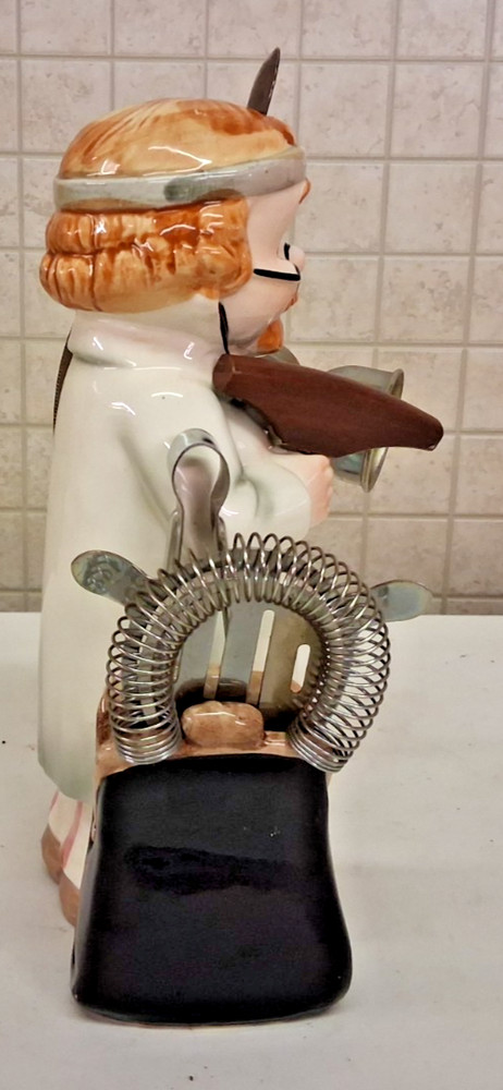 Vintage Cereamic Doctor Themed Bartender Caddy With Bartending Tools