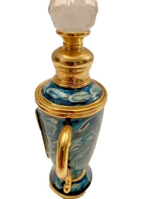 Perfume Bottle Turkish Coffee Green Marbleized Enamel Ewer Pitcher Gold Trim