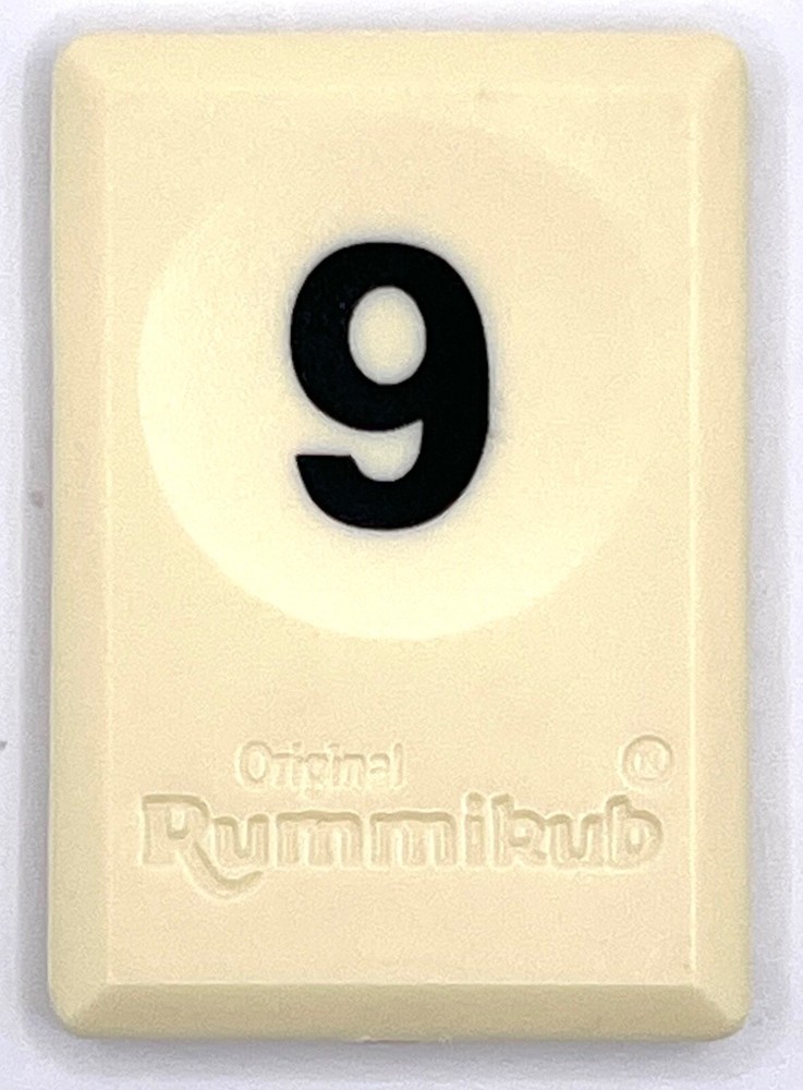 Rummikub Tile Black 9 Game Replacement Smooth Number Engraved Back Pressman