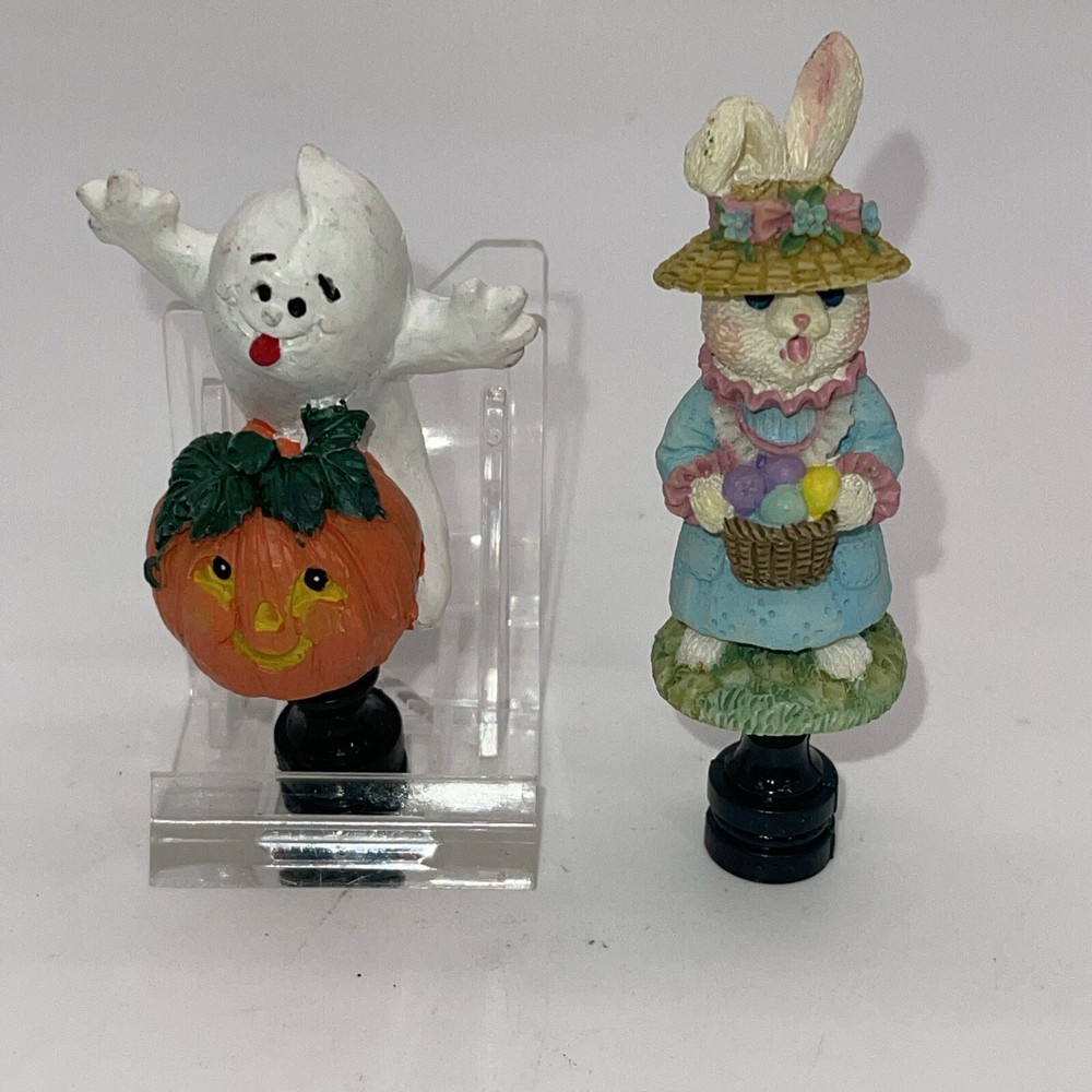 Two resin Holiday lamp finials Halloween And Easter