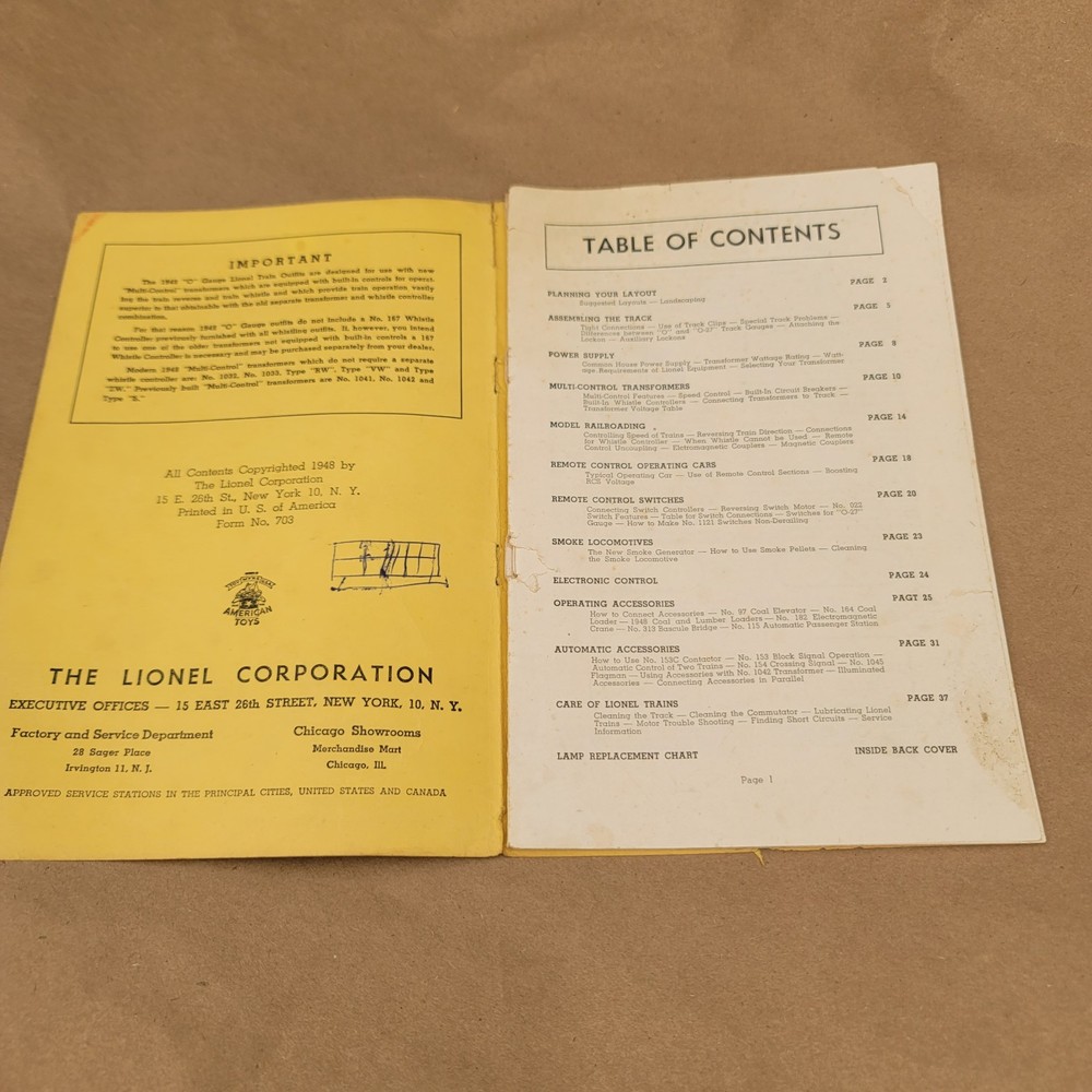Instructions Assembling Operating Lionel Trains Book 1948