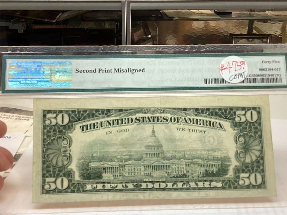 $50 1977 PMG 45 Misalignment Error Second Print Fr#2119-G