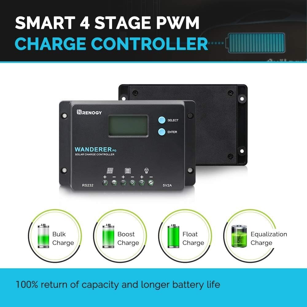 Compact 10A Solar Charge Controller - Full Protection & Multiple Battery Support