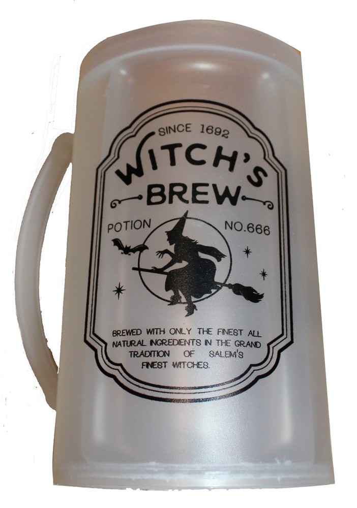 Cool Fun Halloween Plastic Cooler Mug, "Witch's Brew" Table Decor, Reusable!