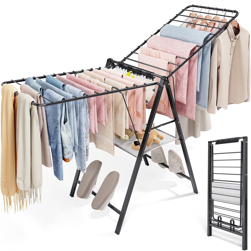 Foldable Clothes Drying Rack, Metal Laundry Drying Rack Collapsible, Ultra Th...