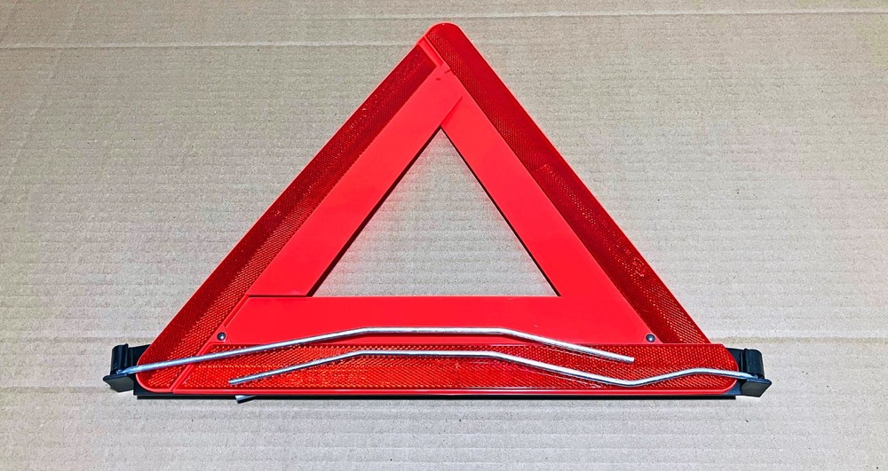 Swiss Made CEA Foldable Emergency Reflective Warning Triangle & Storage Case NOS