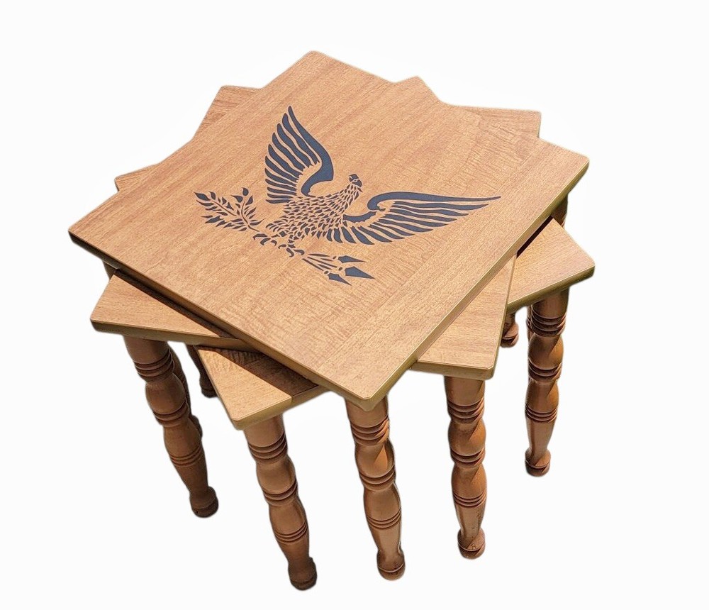 Set Vtg Mcm Stacking Nesting Tables TV Snack Plant Stand EAGLE