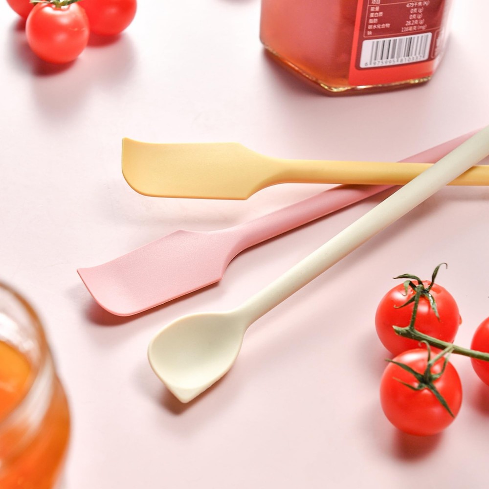Long Dual-end Silicone Spatula, Stirring Spoon, Thin Curved End for Scraping,...