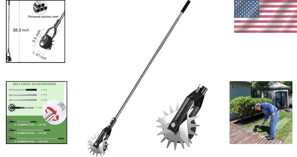 Self-Sharpening Grass Edge Trimmer with Strong 3-Section Handle - 58.3 Inches